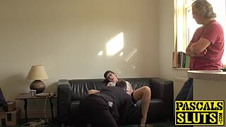 Beautiful brunette gets gagged and fucked in different positions