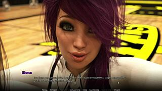 College threesome with deepthroat and big tits in 3D cartoon game