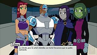 18Titans capítulo 3: Starfire y Raven en una aventura anal