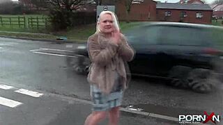 British public flashing with a beautiful blonde