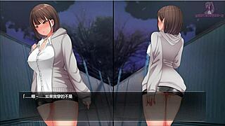 First time being shy at night and trying to undress in the dark hallway of an anime game
