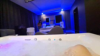 A chubby motel maid gets a hot bath with a side of sex in the jacuzzi for 0