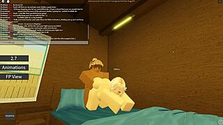 Big black cock penetrates missionary position in Roblox game