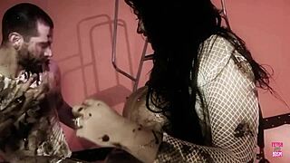 Big-boobed blonde gets milk bath and fucks the cam man