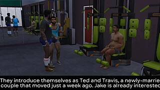 Gay foursome action with gym-fit neighbors in The Sims 4
