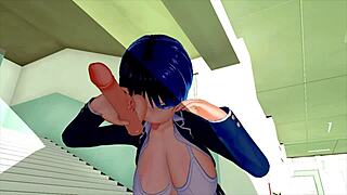 Relaxing with a horny classmate in 3D hentai game