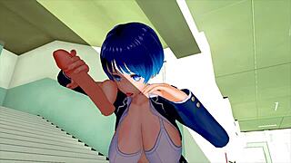 Relaxing with a horny classmate in 3D hentai game