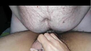Gay love making with an older man and a younger man with a hairy body