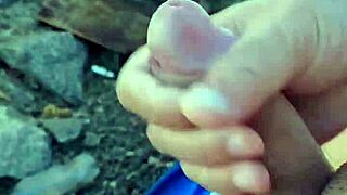 African and Latina ladyboy solo masturbates outdoors