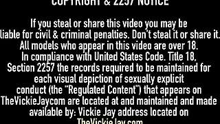 Vickie Jay in fishnets, voluptuous beauty, solo play