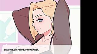 2D animated blowjob and creampie scenes in Foxicube games' Android 18 parody game