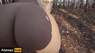Hot ginger amateur couple's alternative sex in the woods