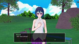 Hentai game with big-boobed Asian tutor and cumshot ending