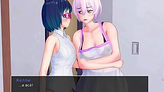 Hentai game with big-boobed Asian tutor and cumshot ending