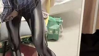 A sexy Asian gay teen masturbates in a rather Masculine manner