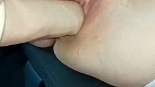 Natural tits bouncing while she fucks with a toy
