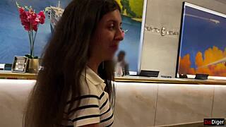 Russian teen offers sex for cash in public hotel