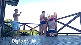 Beautiful ass gets flogged and fucked outdoors