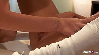 Skinny teen gets first orgasm with vibrator and lesbian sex