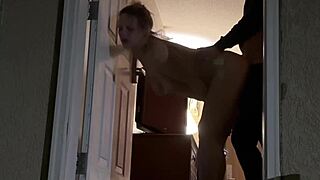 Public hotel room action with big boobed amateur and her well-endowed partner