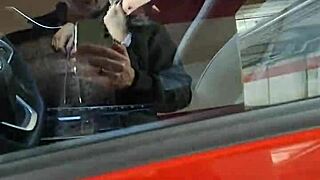 Wife gets a public blowjob at the mall parking lot