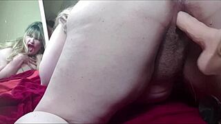 Big ass homemade brunette gets her pussy and ass fucked by a white toy fuckmachine