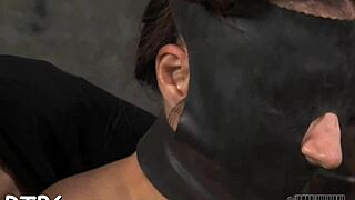 A beautiful woman is flogged and tied up in this hardcore bondage scene