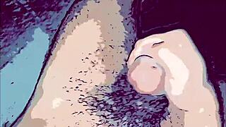 Gay cartoon featuring a big cock and anal sex