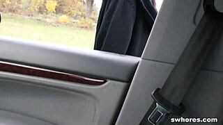 A brunette street slut gets picked up and has rough anal sex with a man with a big dick