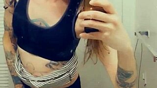 Beautiful transsexual in a short skirt wants to show off her penis