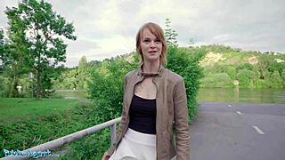 Red-haired European agent Ariela Donovan in hot public action in a tunnel