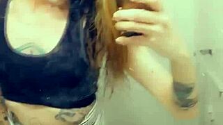 Beautiful transsexual in a short skirt wants to show off her penis
