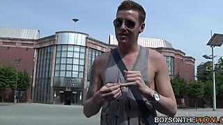 Twinks get off in a steamy car encounter with a well-endowed stud