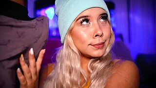 Hot girl with an amazing ass enjoys giving a blowjob to a small cock
