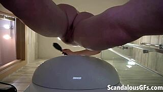 Close up and personal video of my ex’s hairy beaver in the bathroom