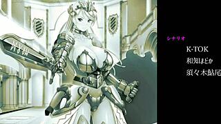 Beautiful princess with an amazing set of large natural breasts in a hentai game