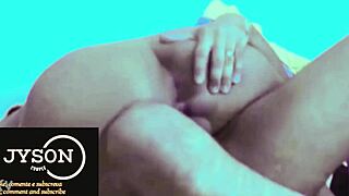 Close up action of amateur couple with double penetration