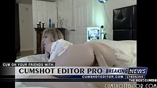 Big ass blonde camgirl goes wild with dildo