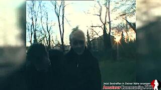 A weird MILF has a piss and squirt scene outdoors
