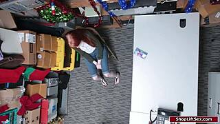 Red hair beauty gets drilled by a veteran police officer on the job