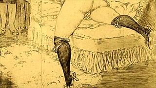 Antique adult illustrations with an anime and cartoon theme