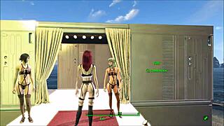 Beautiful anime woman in sexy lingerie in Fallout 4 environment