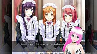 Maid boy manor orgy gameplay in Spanish