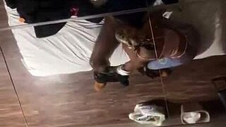 Amateur couple enjoys sloppy oral sex in hotel room