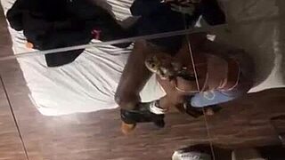 Amateur couple enjoys sloppy oral sex in hotel room
