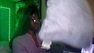 Naejae has a solo pleasure while watching lesbian porn and rubs her wet pussy
