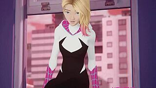 Gwen Stacy's big tits and anime creampie with a young BBC in an HD cartoon parody