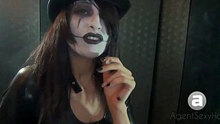 Sexy agent hot shows off her big cans while smoking