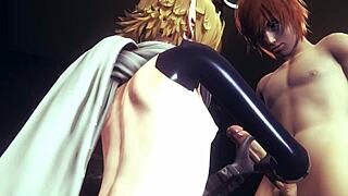 Sissy Link gets a hardcore handjob in Yaoi femboy