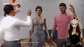 Bossy redhead MILF in cartoon adult game